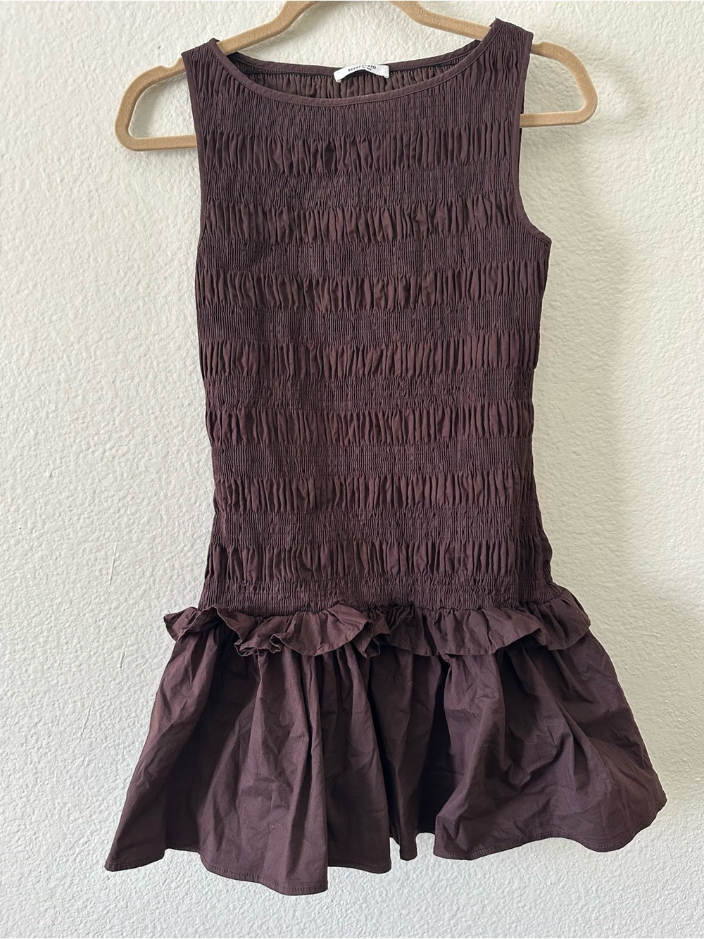 Peppermayo Sleeveless Smocked Mini Dress in Deep Brown - Picture 4 of 5